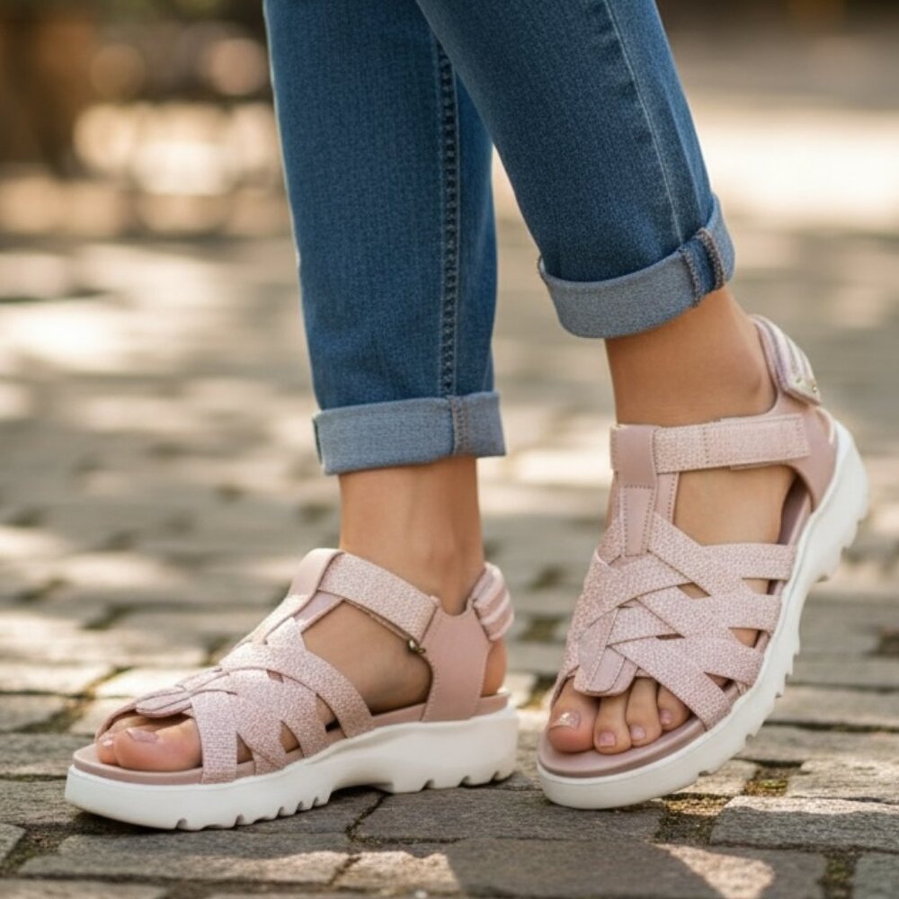 Ryka Women's Blissful Strappy Sandal - Peach - Size 11 Wide